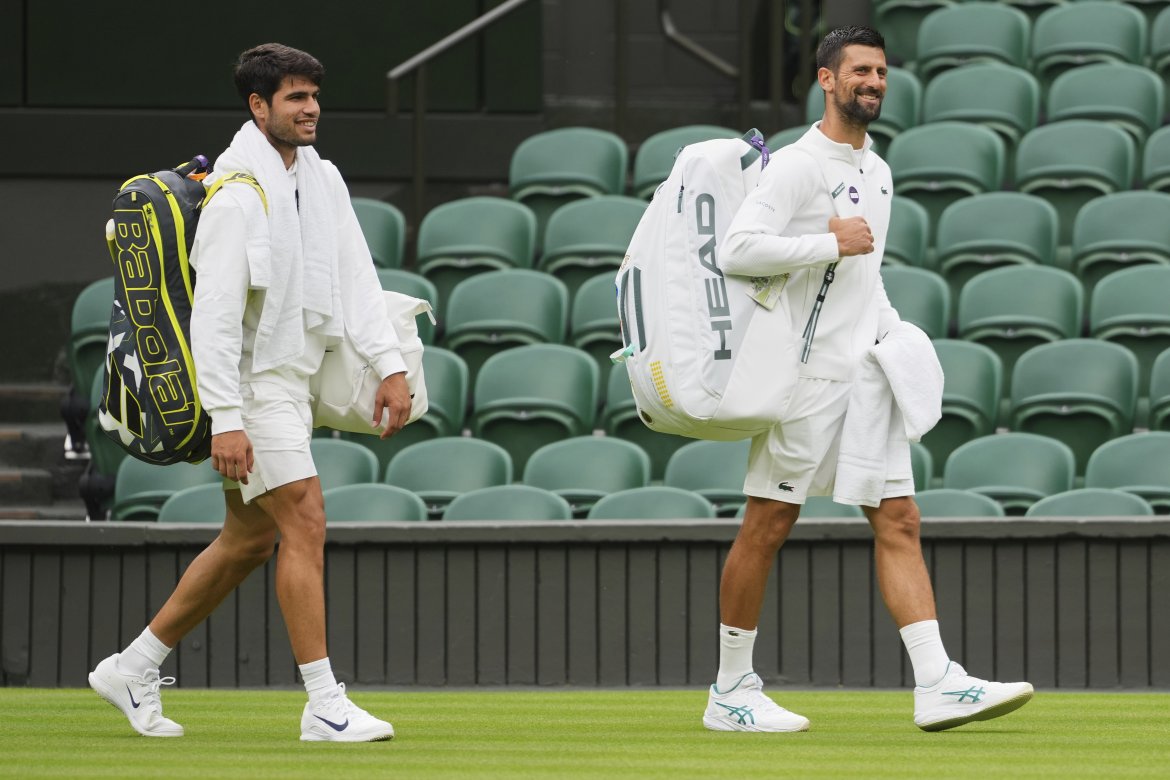 Carlos Alcaraz, Novak Djokovič, Wimbledon, Tréning